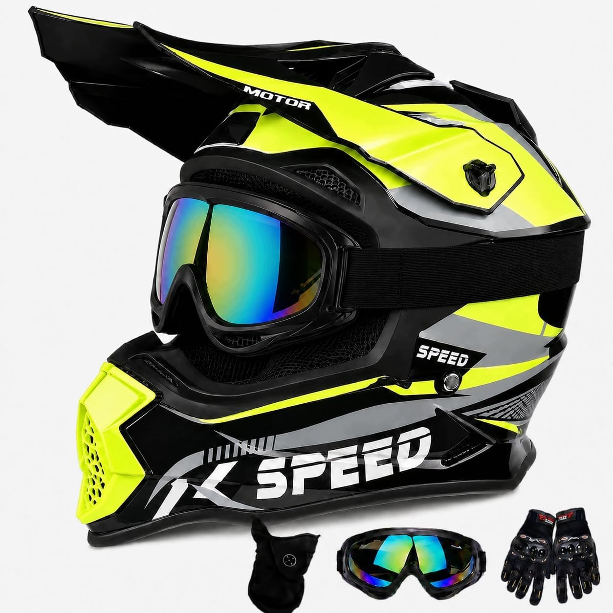 Kask motocyklowy cross/enduro Generic ECE 22.06 gogle rękawice maska XS/S