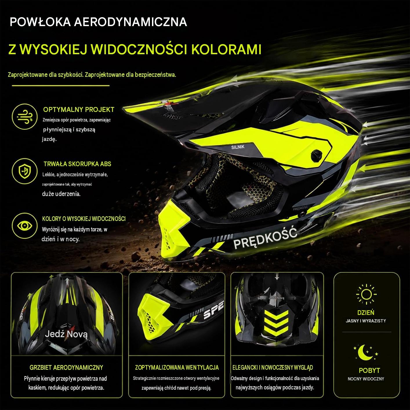 Kask motocyklowy cross/enduro Generic ECE 22.06 gogle rękawice maska XS/S - obrazek 2