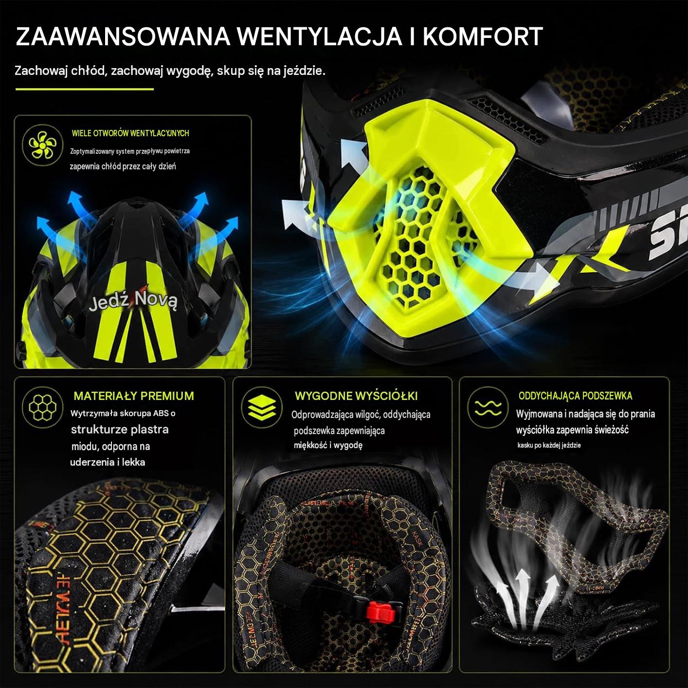 Kask motocyklowy cross/enduro Generic ECE 22.06 gogle rękawice maska XS/S - obrazek 3