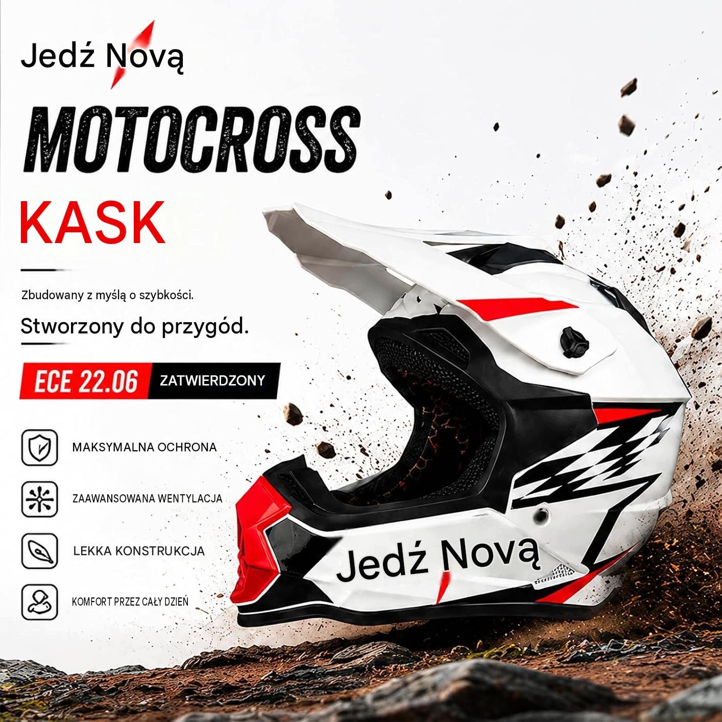 Kask motocyklowy cross/enduro Generic ECE 22.06 gogle rękawice maska XS/S - obrazek 4