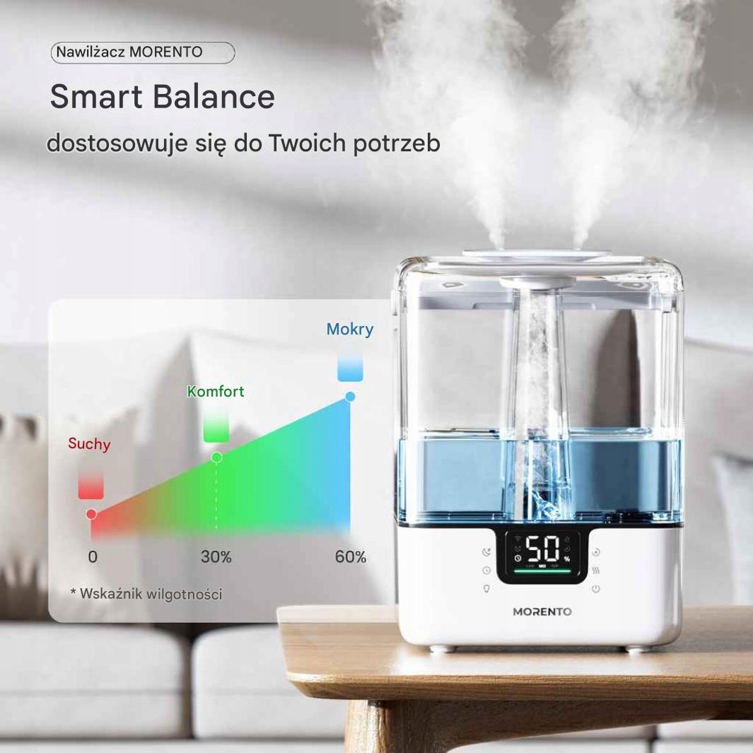 NAWILŻACZ POWIETRZA MORENTO + OLEJKI MR6W DUŻY 6l WiFi Tuya RGB 350ml/h - obrazek 14