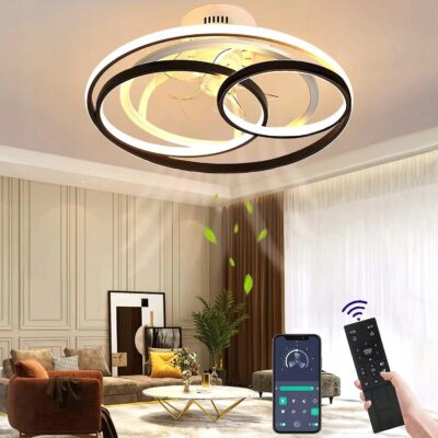 WENTYLATOR SUFITOWY LAMPA LED Z PILOTEM Bluetooth regulacja 45db OPIS