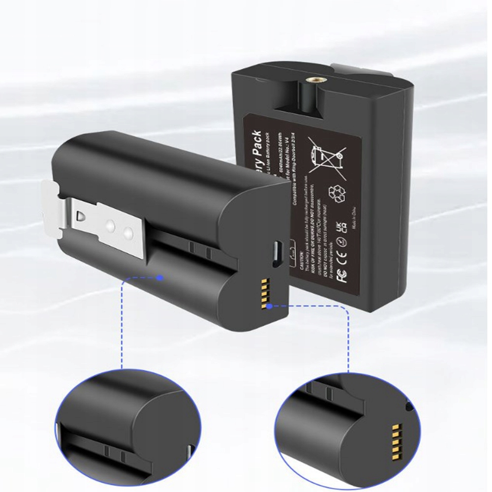 BATERIA ZAPASOWA KOMPATYBILNY Z RING DOORBELL 2/3/4, 6040MAH AKUMULATOR - obrazek 2