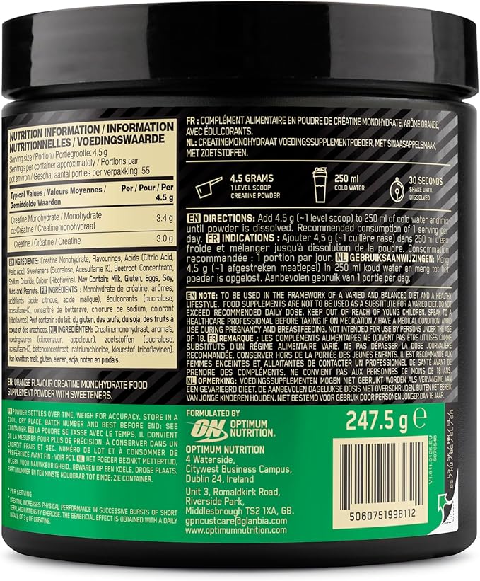 Kreatyna Optimum Nutrition 247,5g Pomarańcza 55 porcji 3g/porcja - obrazek 3