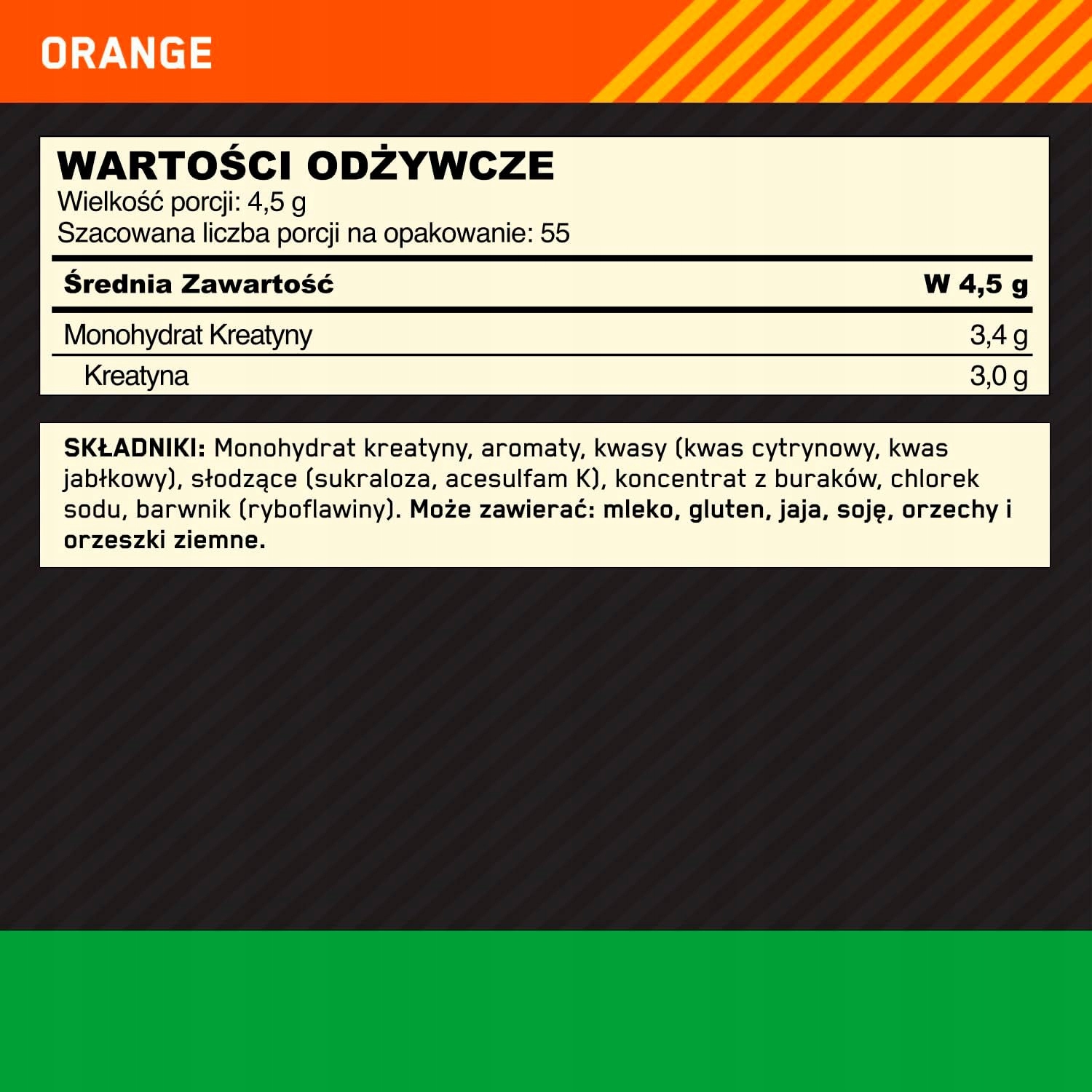 Kreatyna Optimum Nutrition 247,5g Pomarańcza 55 porcji 3g/porcja - obrazek 4