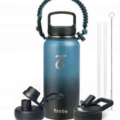 BUTELKA SPORTOWA KUBEK TERMOS TREBO IZOLACJA PRÓŻNIA SURVIVAL PARACORD900ml