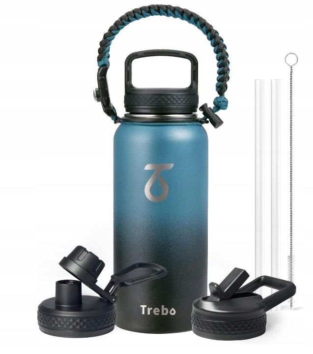 BUTELKA SPORTOWA KUBEK TERMOS TREBO IZOLACJA PRÓŻNIA SURVIVAL PARACORD900ml
