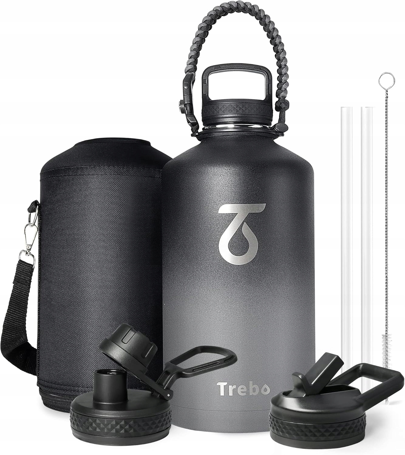 DUŻY WIELKI Termos Kubek Termiczny Bidon Butelka Trebo 3785 ml szara czarna
