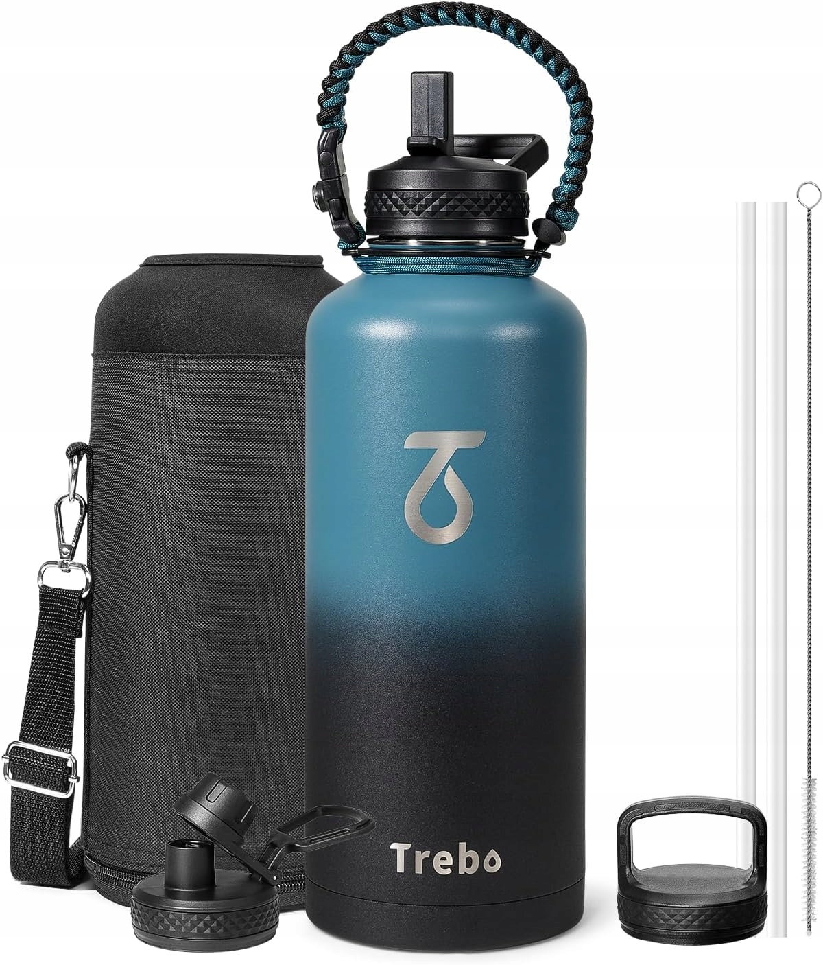 TERMOS BUTELKA SPORTOWA TREBO IZOLACJA PRÓŻNIOWA! SURVIVAL PARACORD 2500 ml