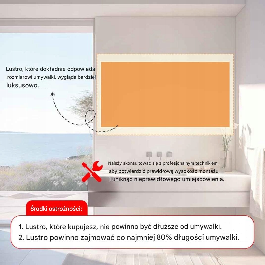 LUSTRO ŁAZIENKOWE LED 100 x 60 PODŚWIETLANE ANTI FOG DOTYKOWE 3 BARWY - obrazek 8