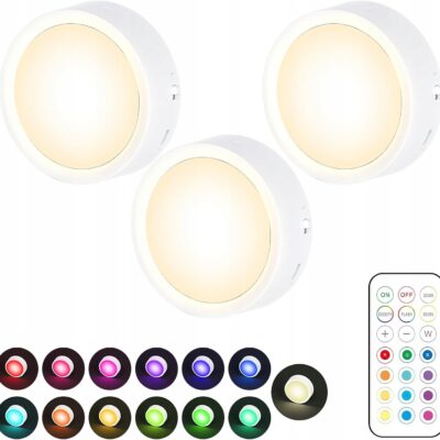 Lampka Bezprzewodowa do szafy Lampa LED Akumulatorowa x3 USB RGB