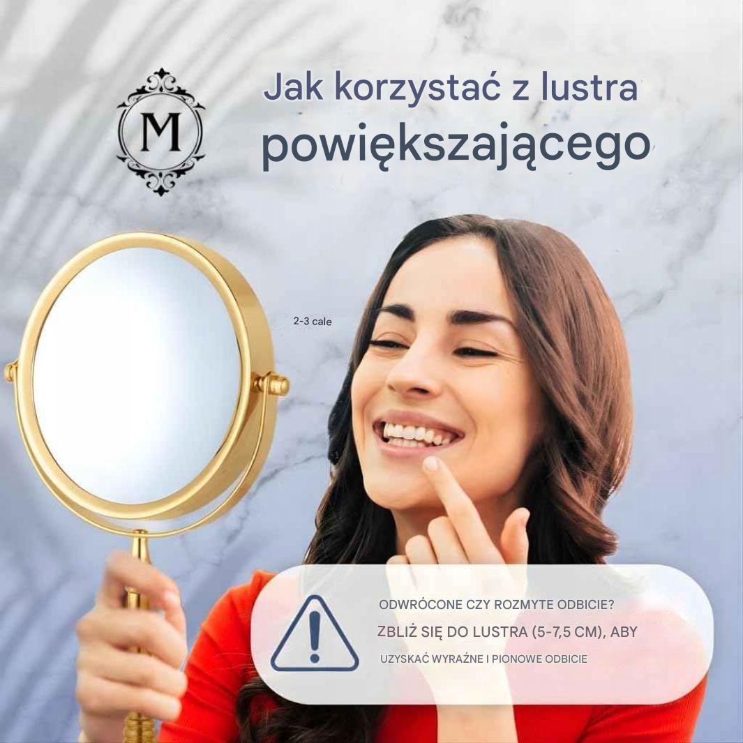 Złote lusterko kosmetyczne stojące 10X eleganckie lusterko do makijażu - obrazek 5