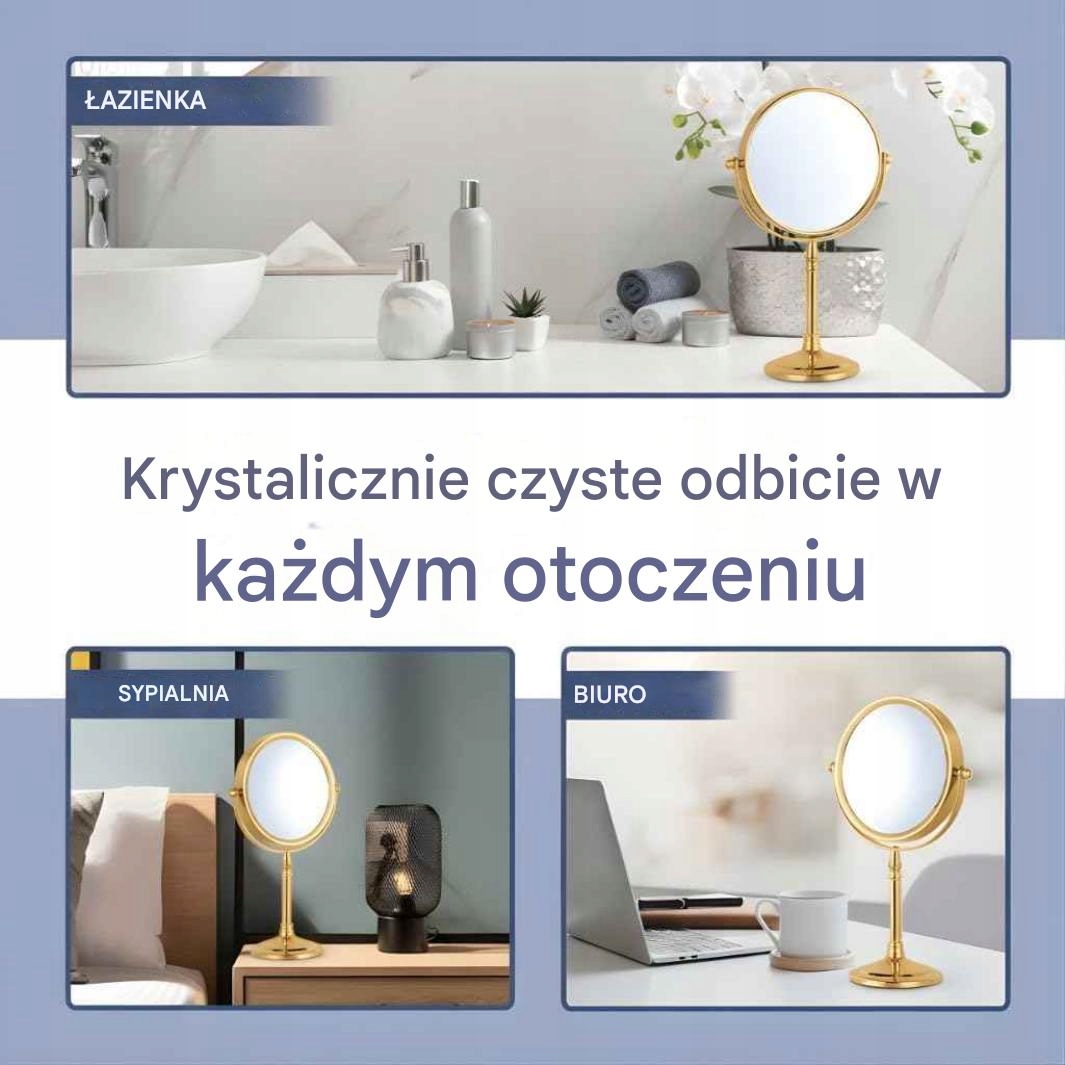 Złote lusterko kosmetyczne stojące 10X eleganckie lusterko do makijażu - obrazek 7