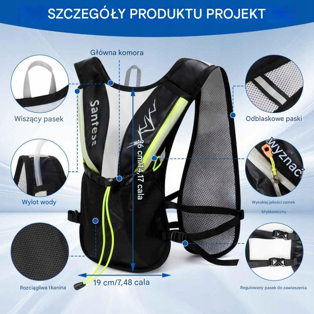 Kamizelka do biegania z bukłakiem 1,5L – plecak biegowy 5L - obrazek 4