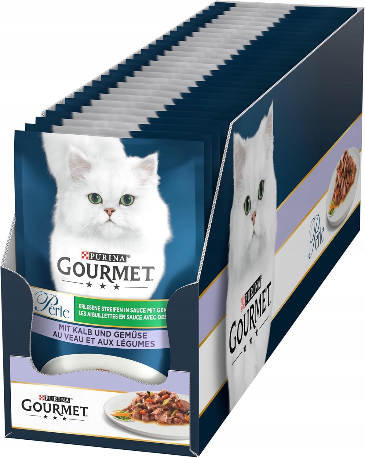 Mokra karma dla kota 85gx26 Gourmet Perle CIELĘCINA z WARZYWAMI saszetka