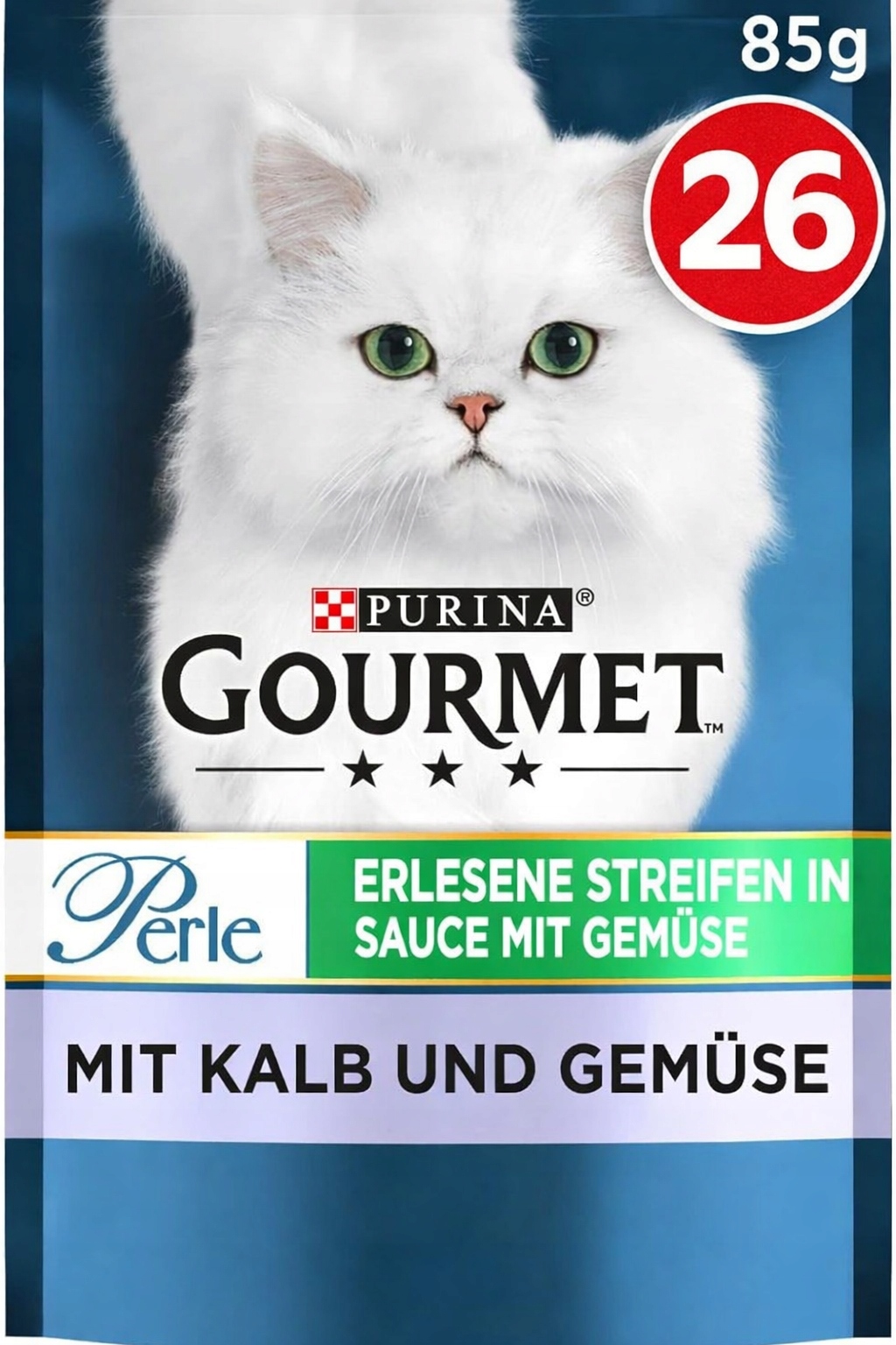 Mokra karma dla kota 85gx26 Gourmet Perle CIELĘCINA z WARZYWAMI saszetka - obrazek 2