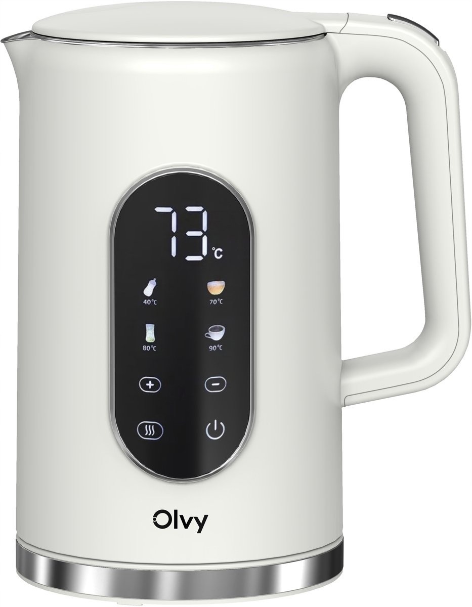 Czajnik elektryczny dotykowy regulacja temperatury Olvy 2200 W 1,7 l beż