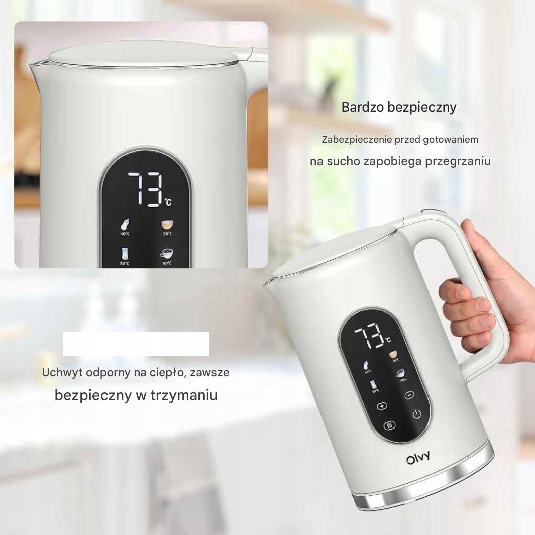 Czajnik elektryczny dotykowy regulacja temperatury Olvy 2200 W 1,7 l beż - obrazek 4