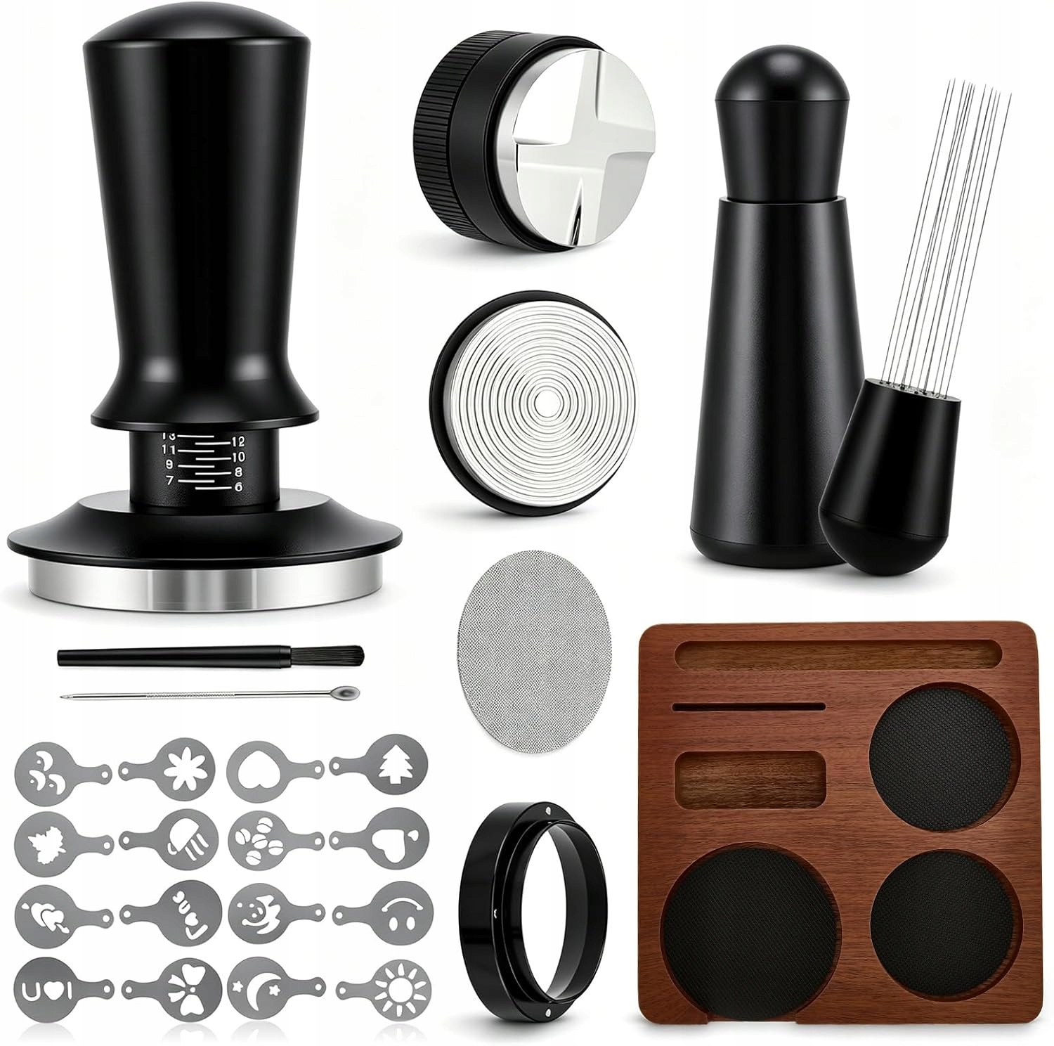 Zestaw baristy espresso tamper 58 dystrybutor puck screen akcesoria premium