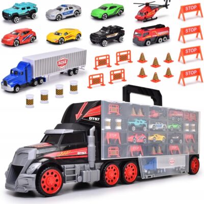 Dickie City. Ciężarówka- walizka z pojazdami Dickie Toys