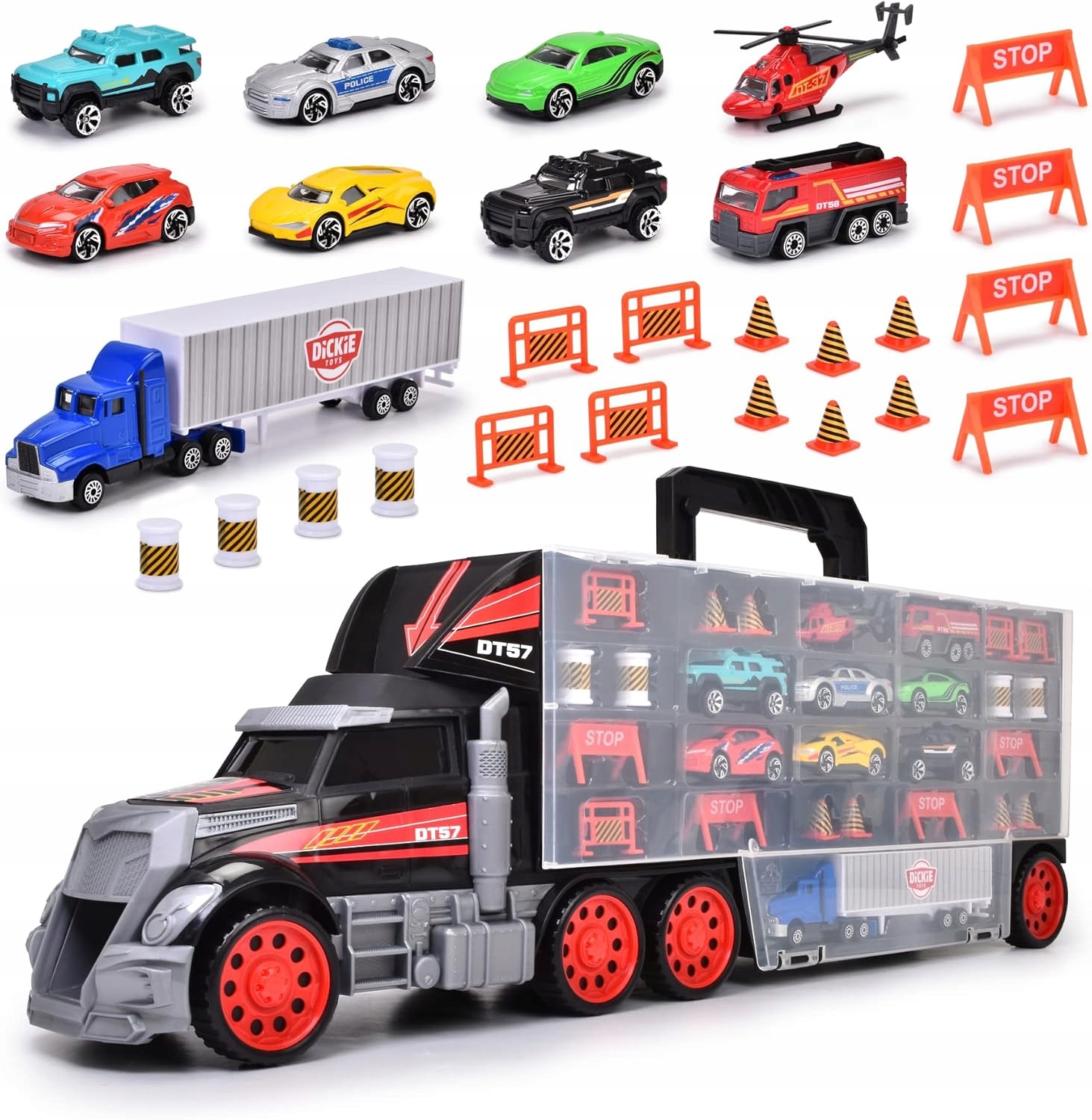 Dickie City. Ciężarówka- walizka z pojazdami Dickie Toys