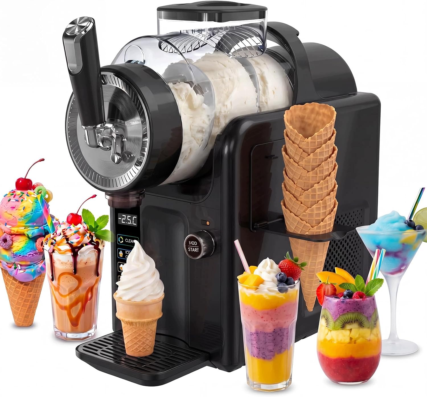 Maszyna do Lodów i Slushie 2L 6 Programów LED Samoczyszczenie